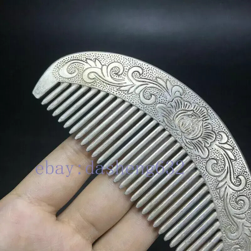 Chinese old Carving Carved silver comb
