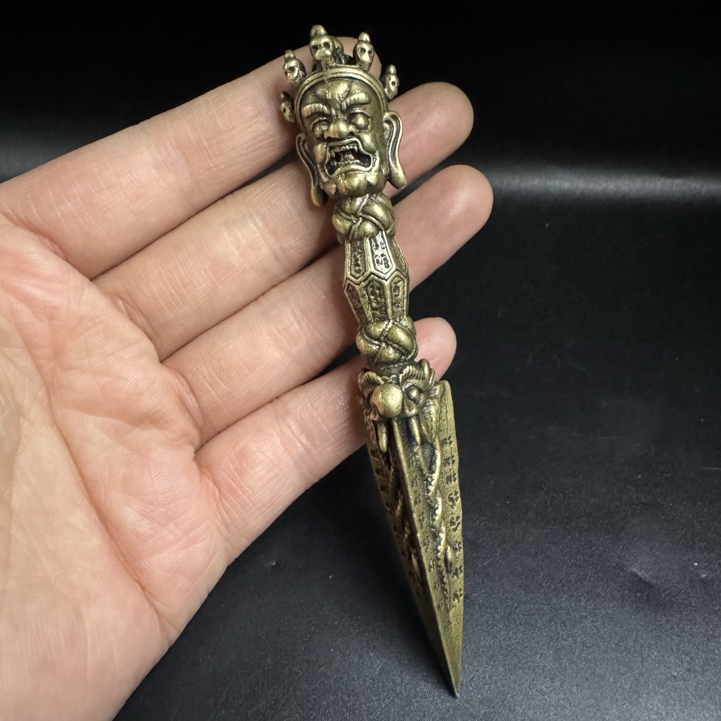 Brass Vajra Pestle Pendant Vintage Tibetan Dagger Amulet Men’s Copper Decor