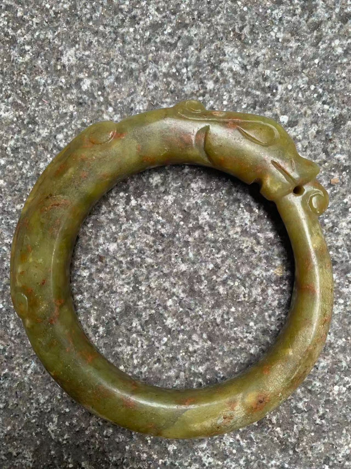 Large Rare Chinese Old Jade Hand Carved *Dragon* Bangle Bracelet !!!