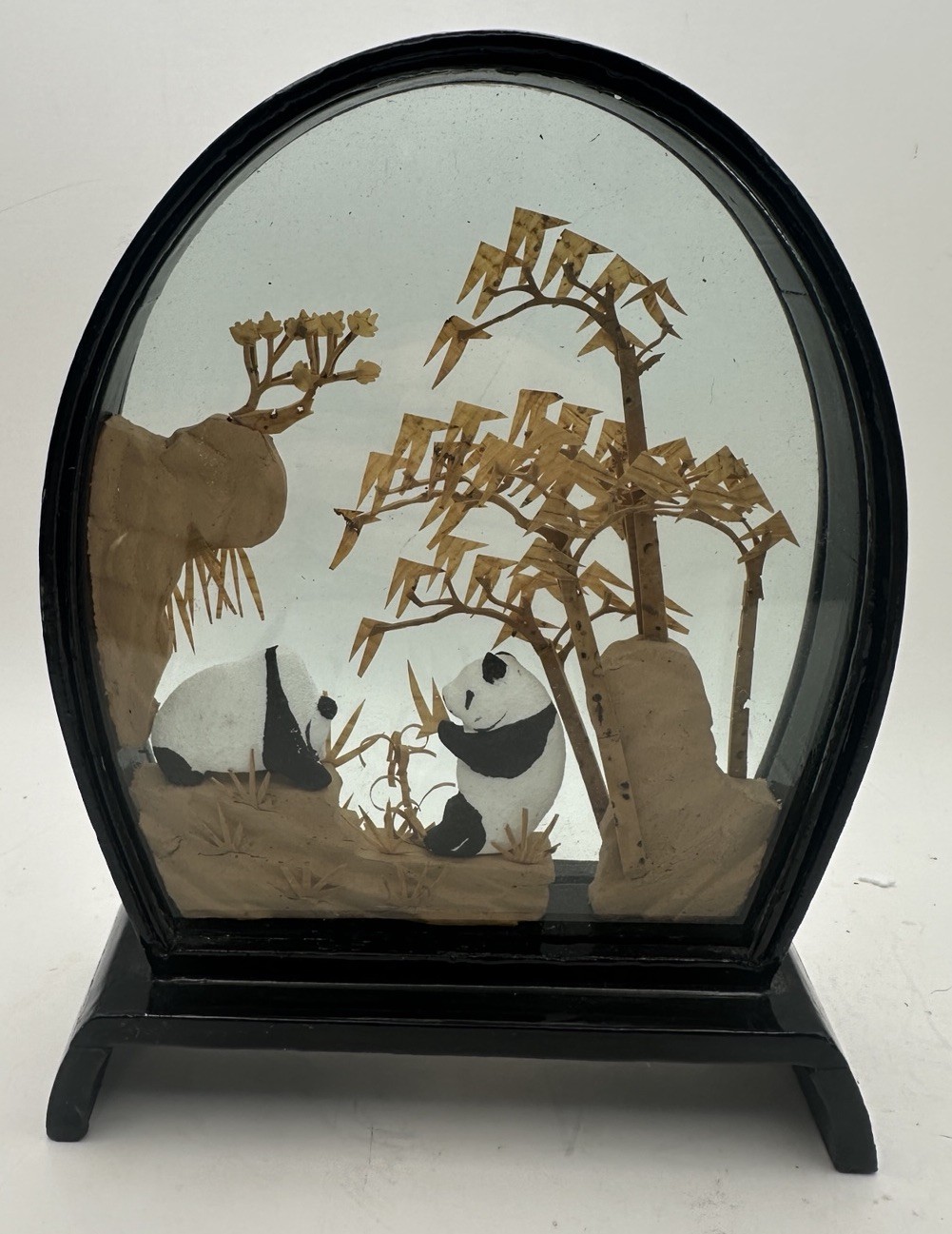 Cork Art Panda DIORAMA YOU Lacquer Glass Panda Vintage diorama Cork
