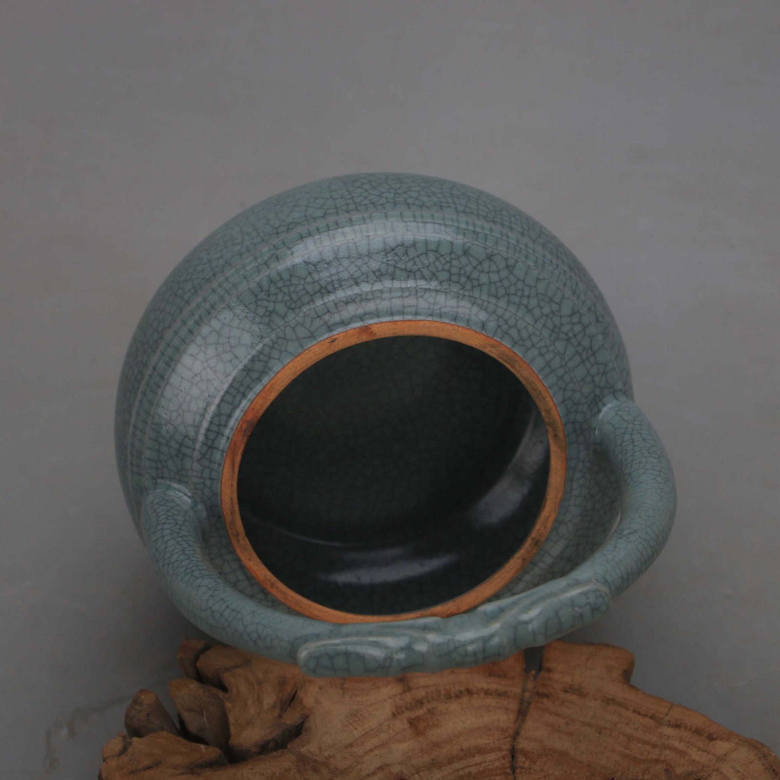 6.2″ China Ruyao Celadon Glaze Porcelain Ice Cracks Two Dragon Incense Burner