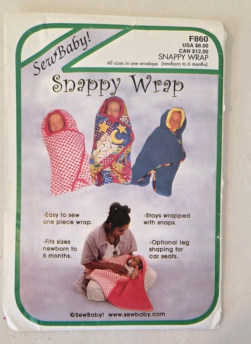 Sew Baby F860 Snappy Wrap Swaddle Sewing Pattern NB-6 Mos