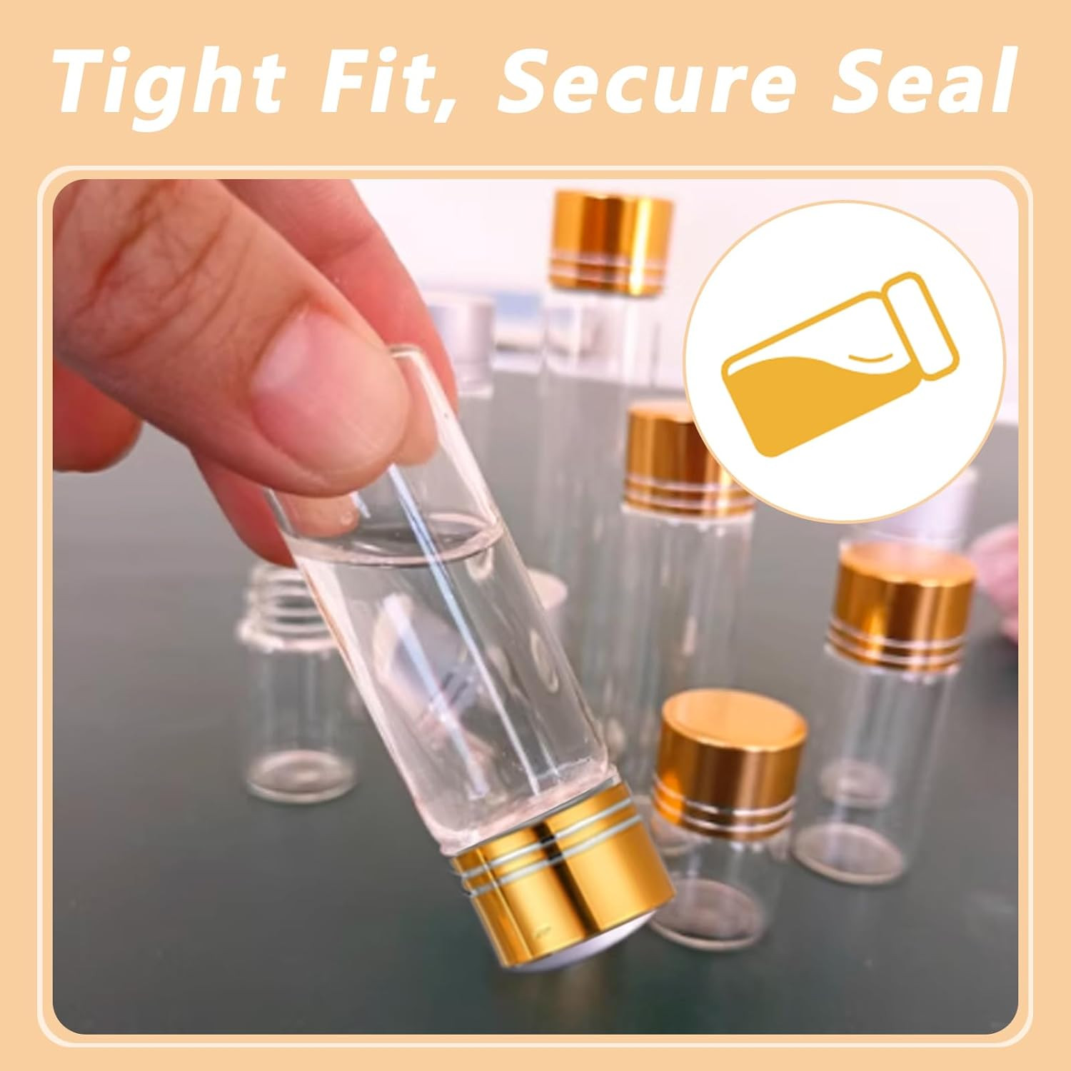 4Pcs Tiny Glass Jars with Lids 2ml Miniature Vials Bottles with Screw Cap Small