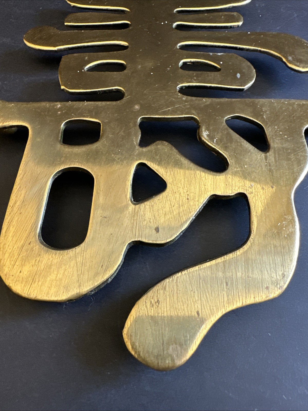 3 Chinese Symbols Solid Brass Wall Decor Trivets Happiness Good Luck Long Life