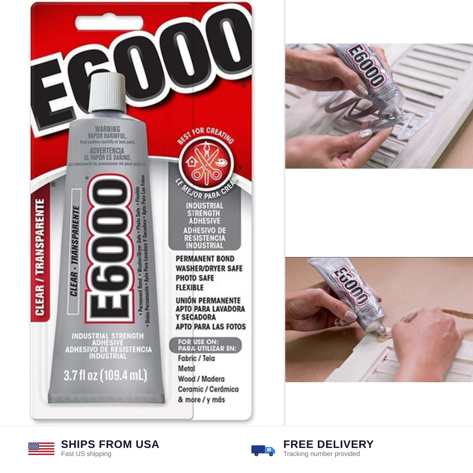 E6000 230010 Craft Adhesive, 3.7 Fluid Ounces, clear