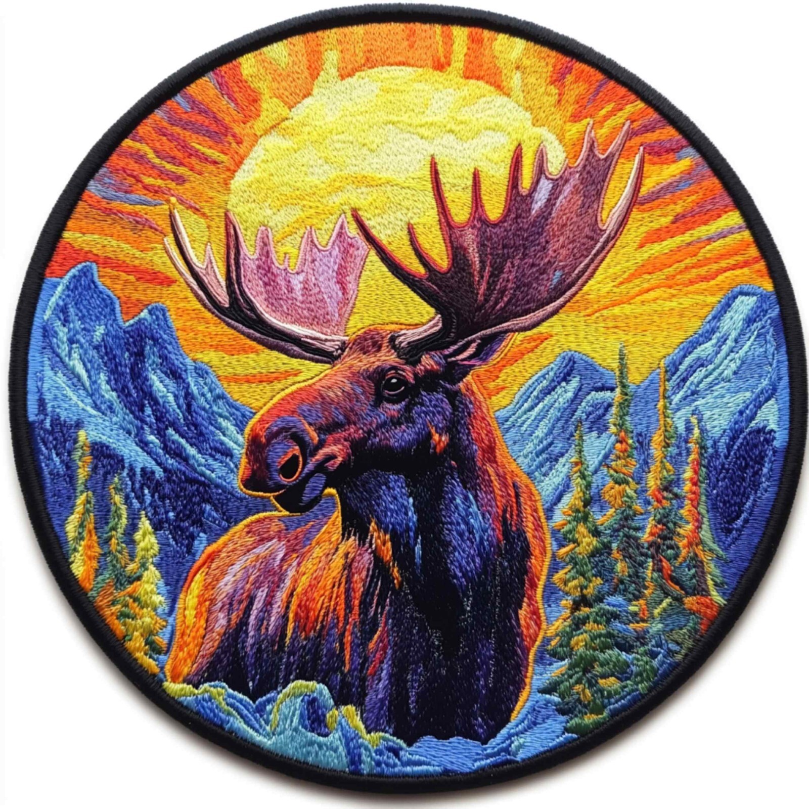 Moose Applique Patch – Antlers, Animal Badge 3″ (Iron on)