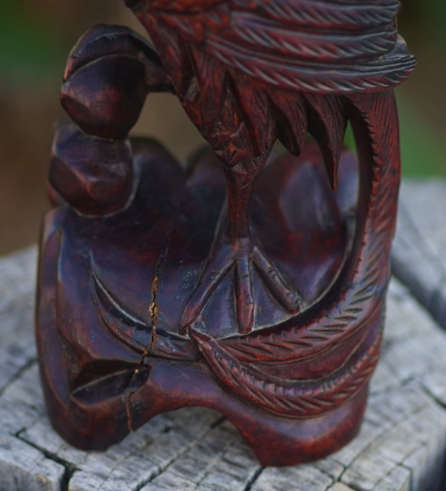 Oriental Boxwood Hand Carved Phoenix 12″ China 1950’s MAGNIFICENT SKILLFUL ART!