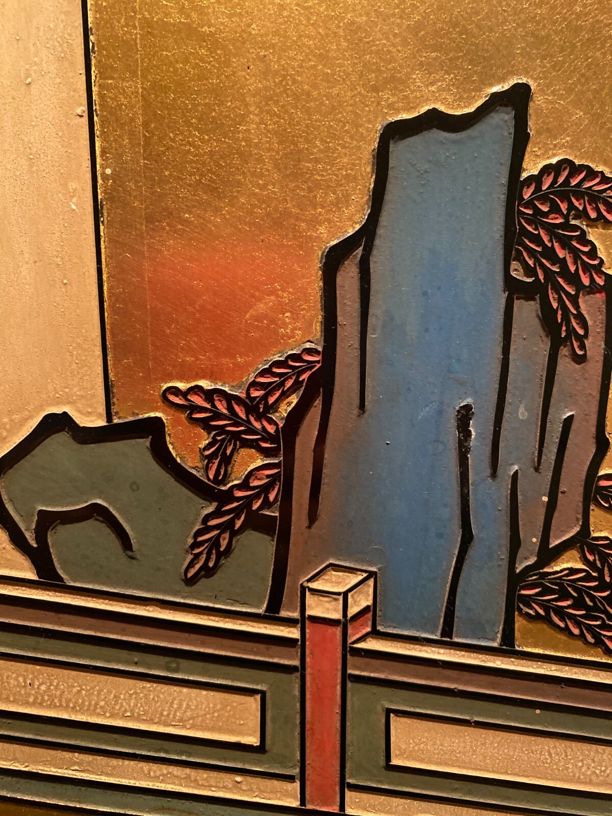 Set of 2 Vintage Lacquer Chinese Carved Soapstone Wall Art Panels 12″ x 36″