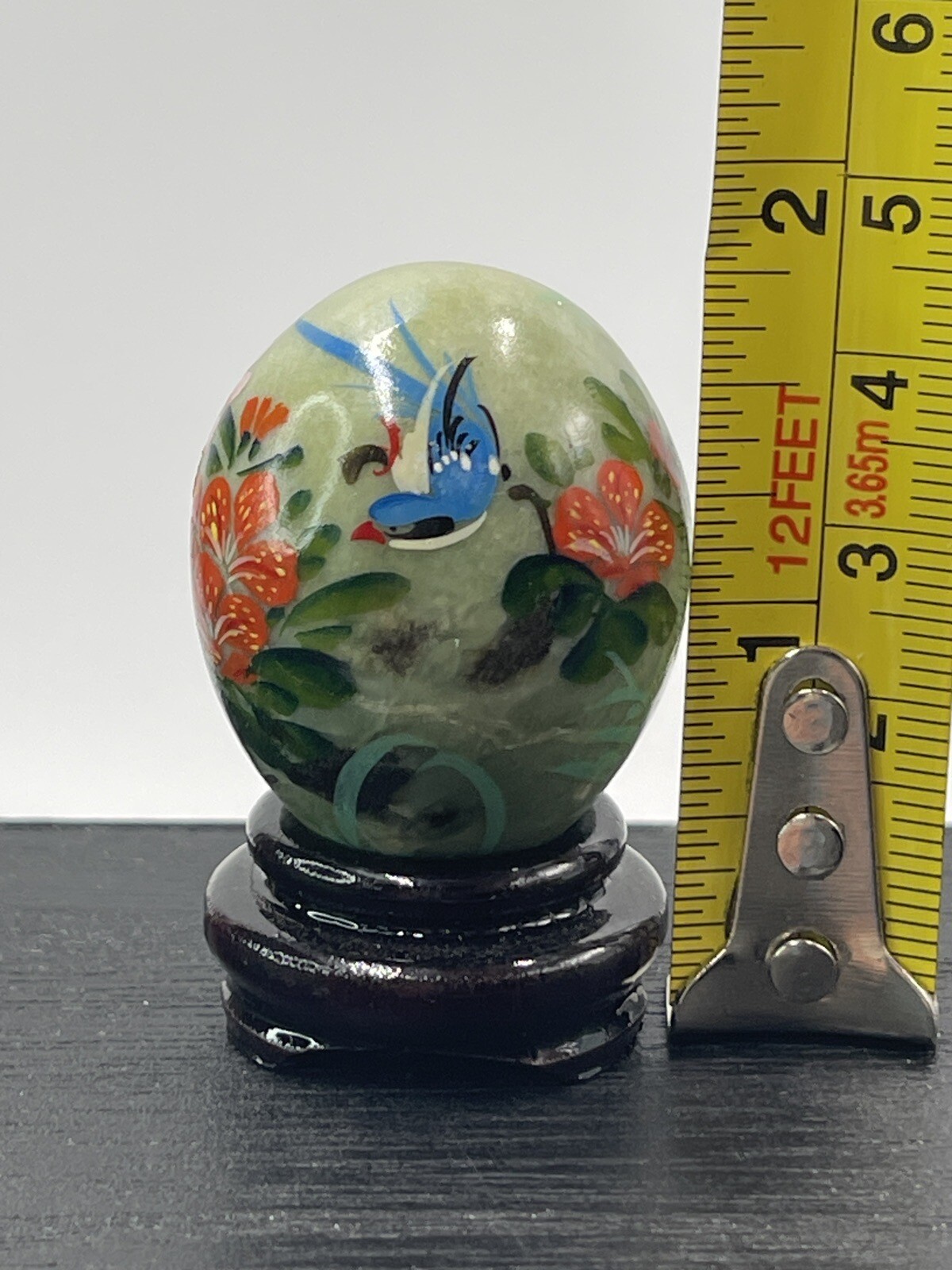 Jadeite Egg Mini Bird Blue Flowers Multicolor Bamboo