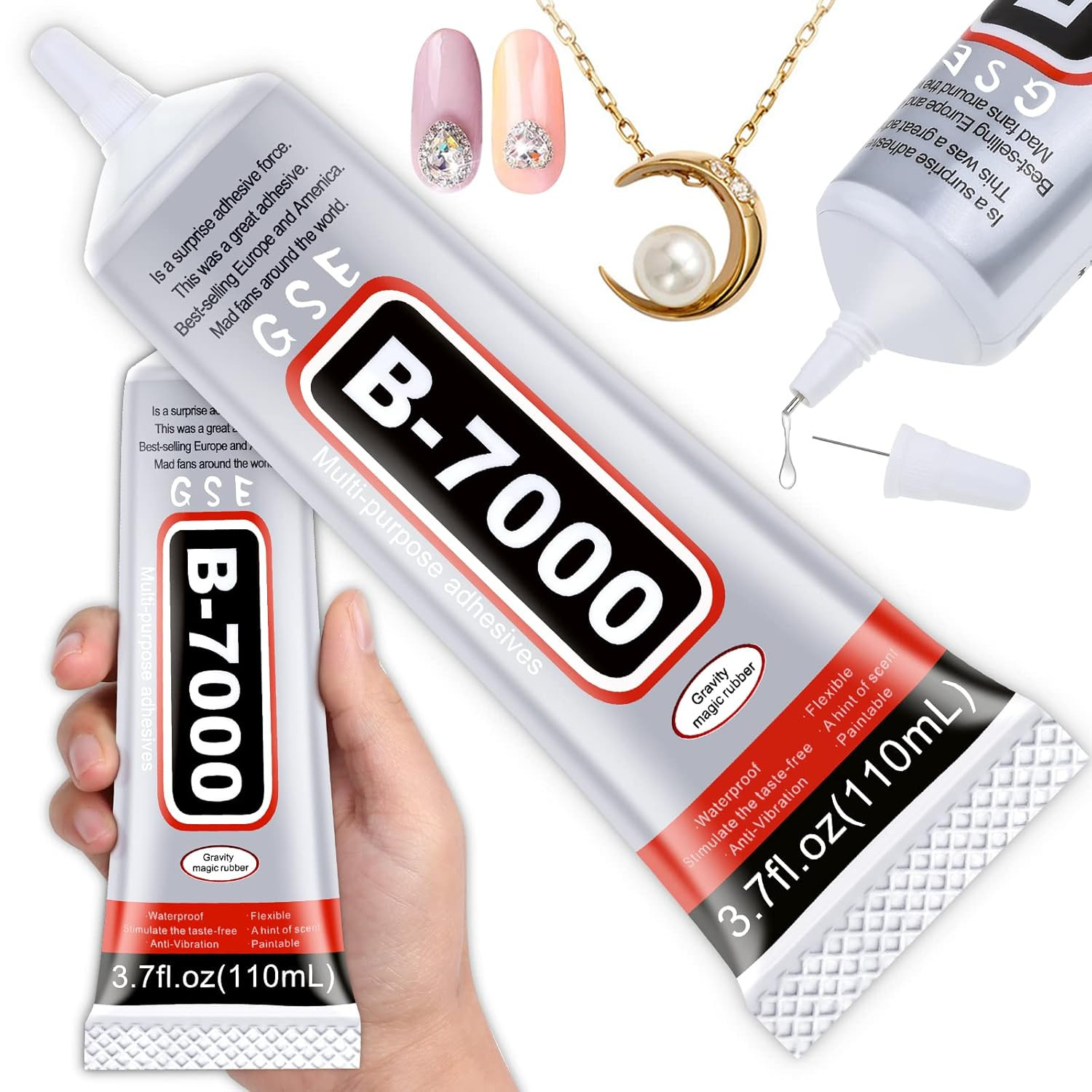 B7000 Rhinestones Glue for Crafts, 110ML Glue of Diamond Jewelry 3.7Fl.Oz Cle…