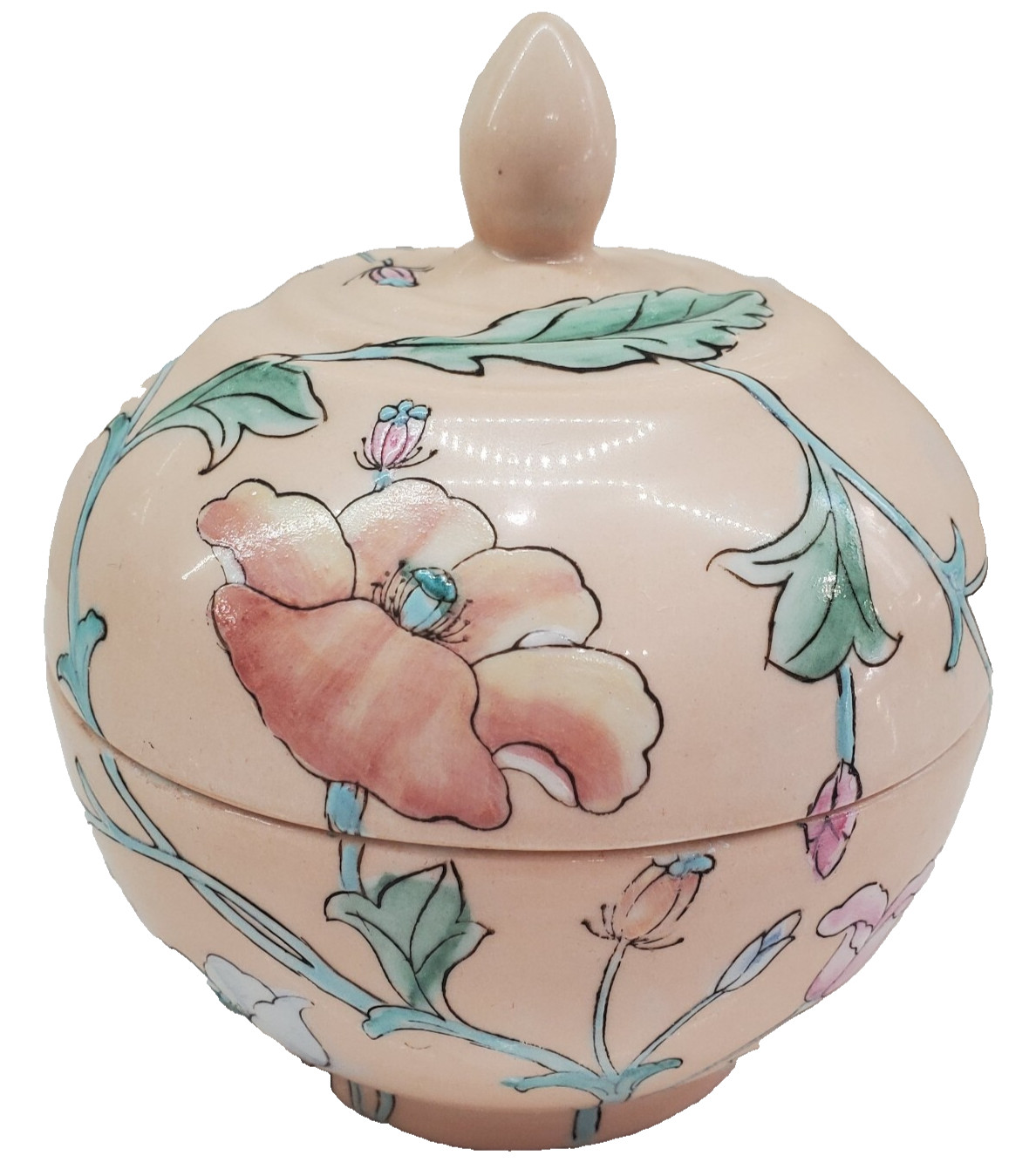 Pink Lidded Dish Toyo Whispering Garden HFP Macau Floral Ceramic Bowl Lid