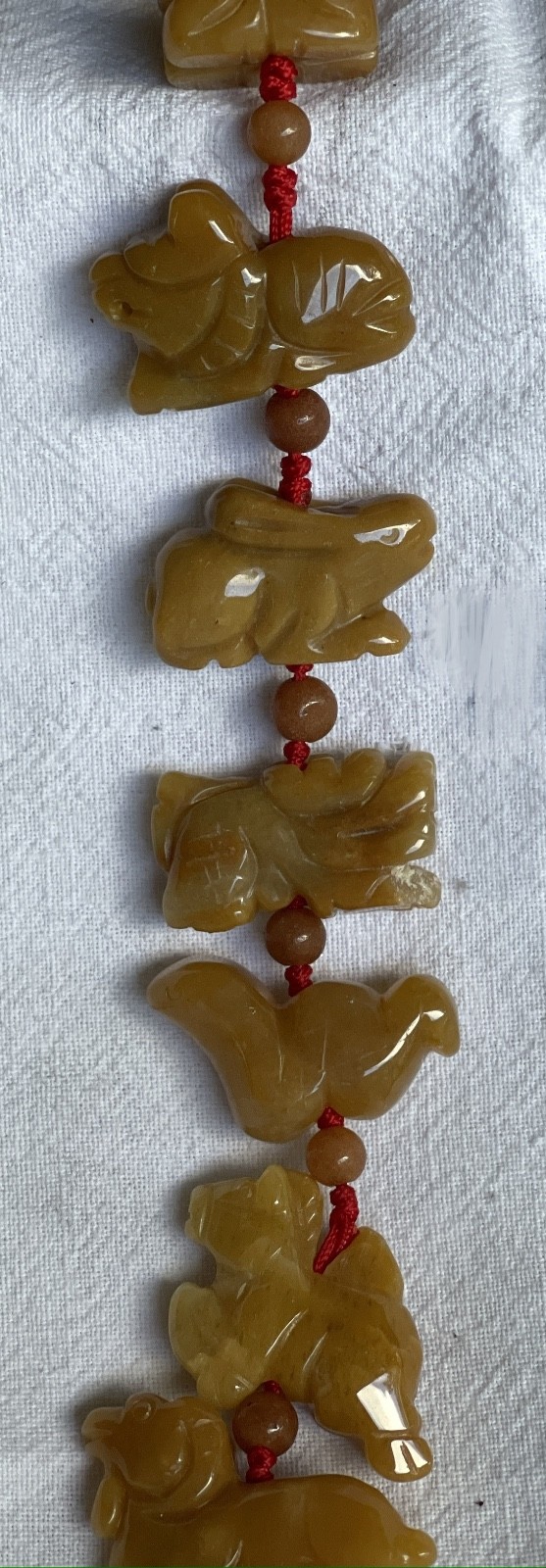 Vintage Chinese Zodiac Jasper Hanging Tassel: 19″ Long