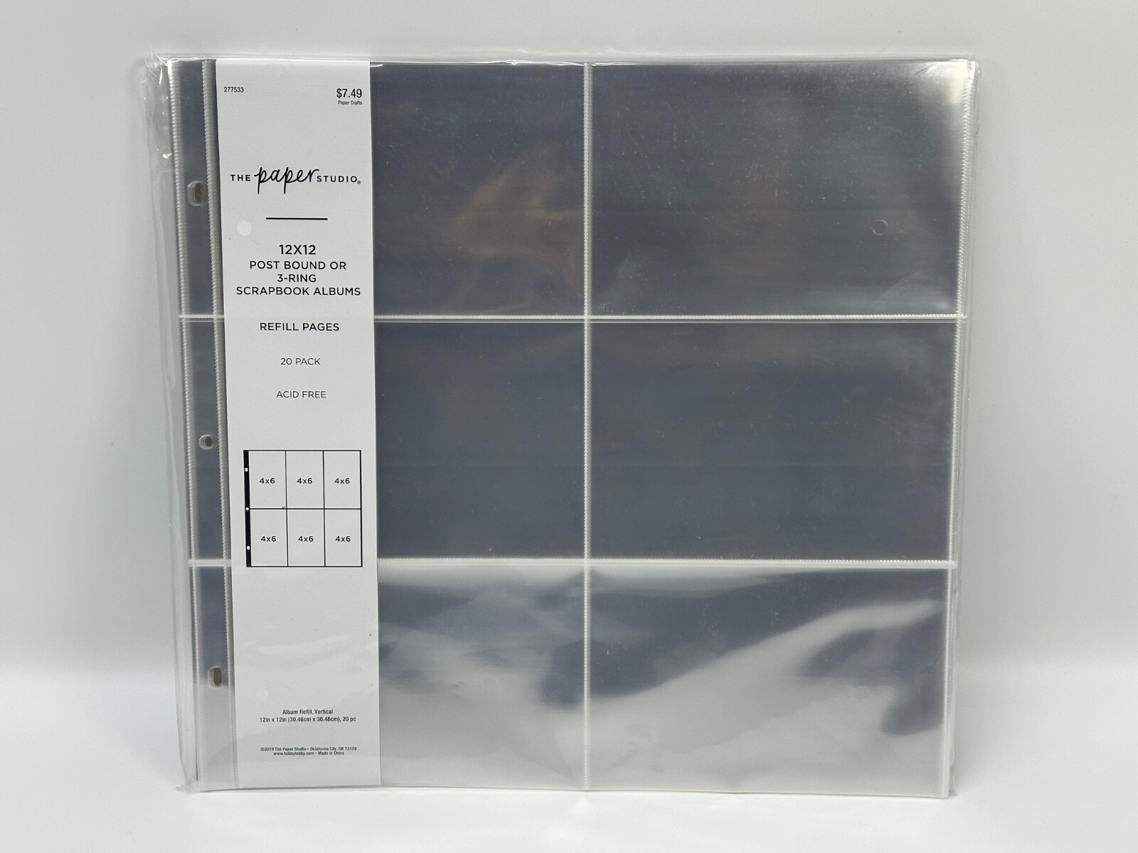 The Paper Studio 12×12 Scrapbook Album Hinged Refill Pages Post Bound 3ring 20pk