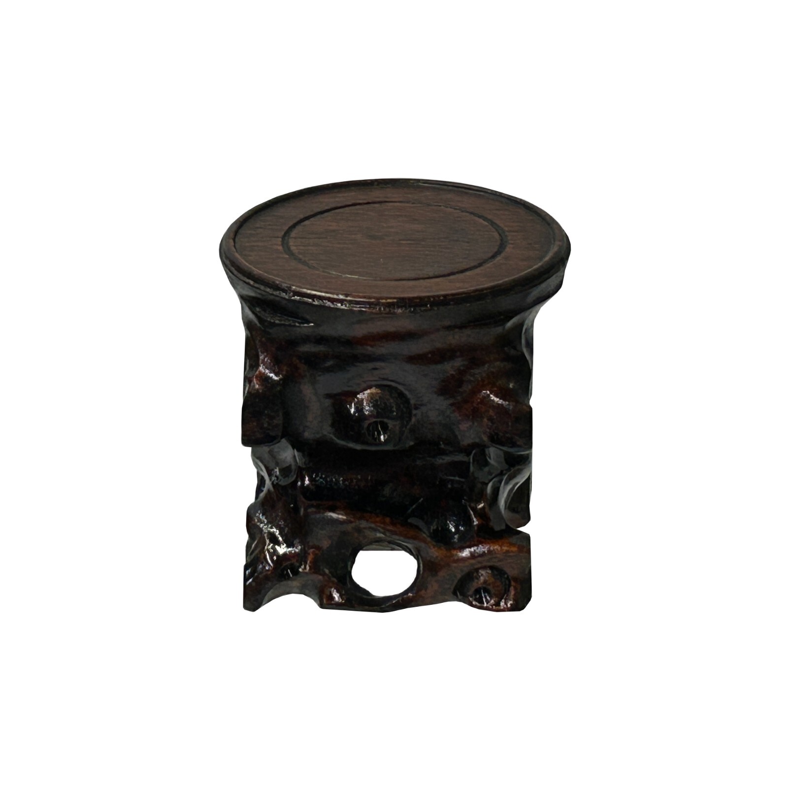 2.75″ Dark Brown Wood Carving Square Round Table Top Stand Riser ws4008