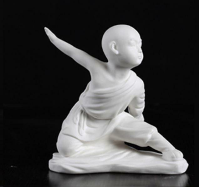 6.6″Chinese White Porcelain Ceramics Gong Fu Little Monk Figurine Statue Statues
