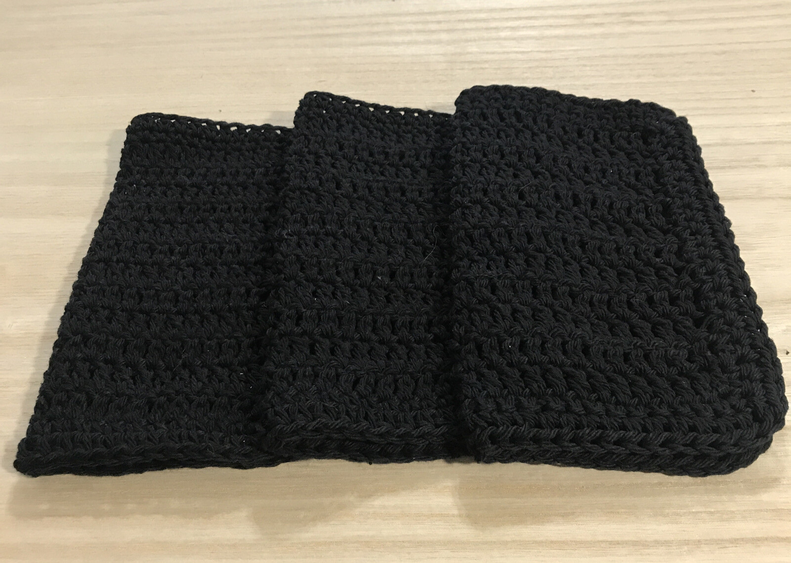 HANDMADE SET OF 3 CROCHET COTTON DISH CLOTHS OR WASH CLOTHS 8.5×8.5 INCHES *NEW*