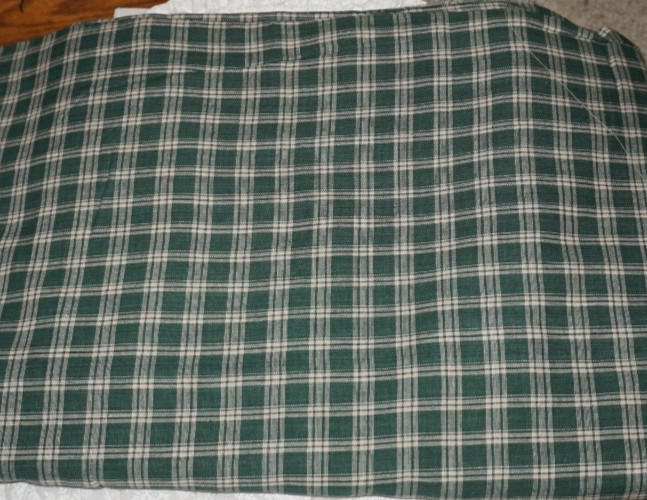 1yd x 42″, Unbranded, “Green & Ecru Plaid”, Cotton Sewing Fabric