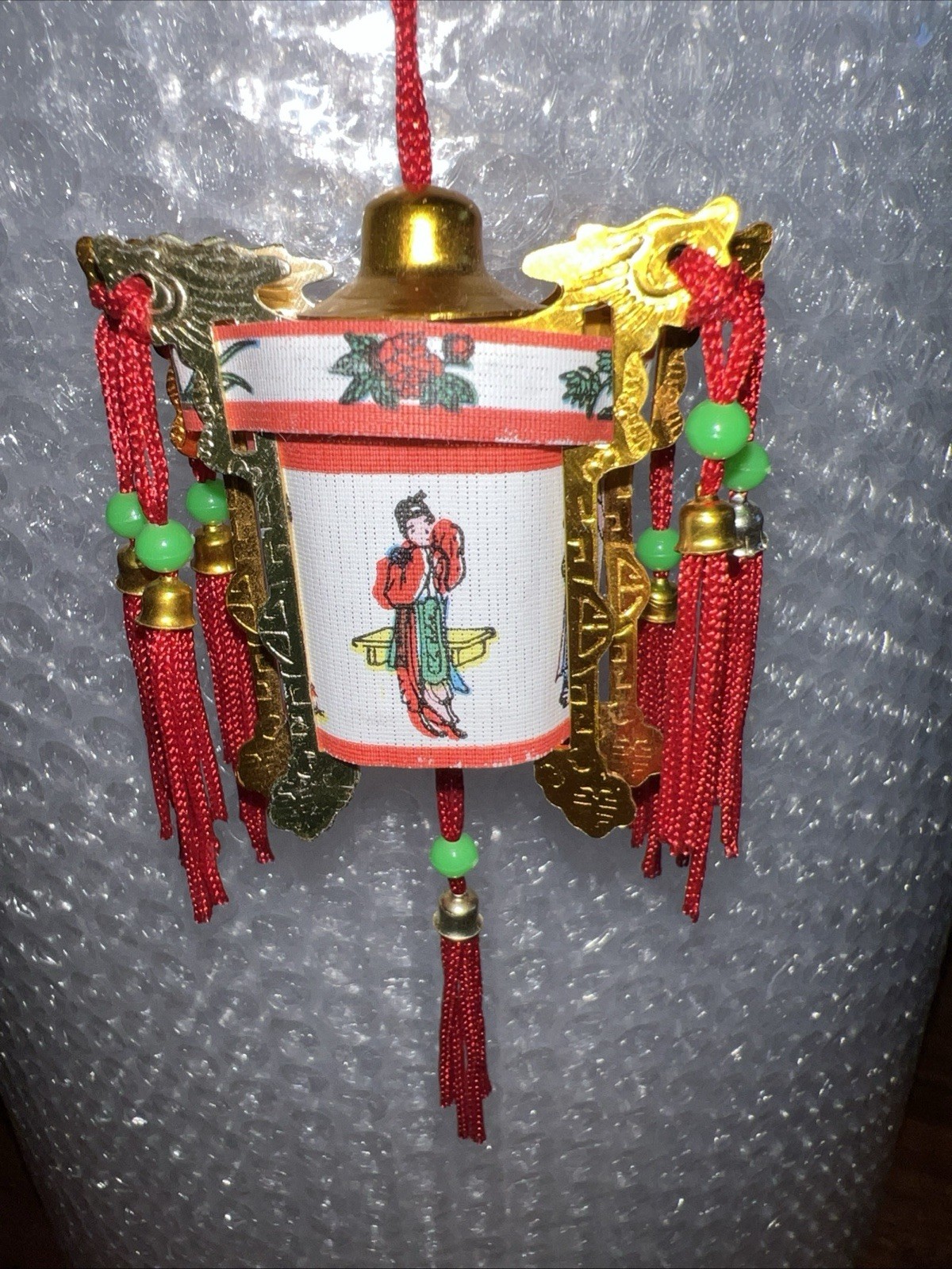 VINTAGE CHINESE PALACE LANTERN SMALL 2″x2″ ORNAMENT MADE IN TAIWAN