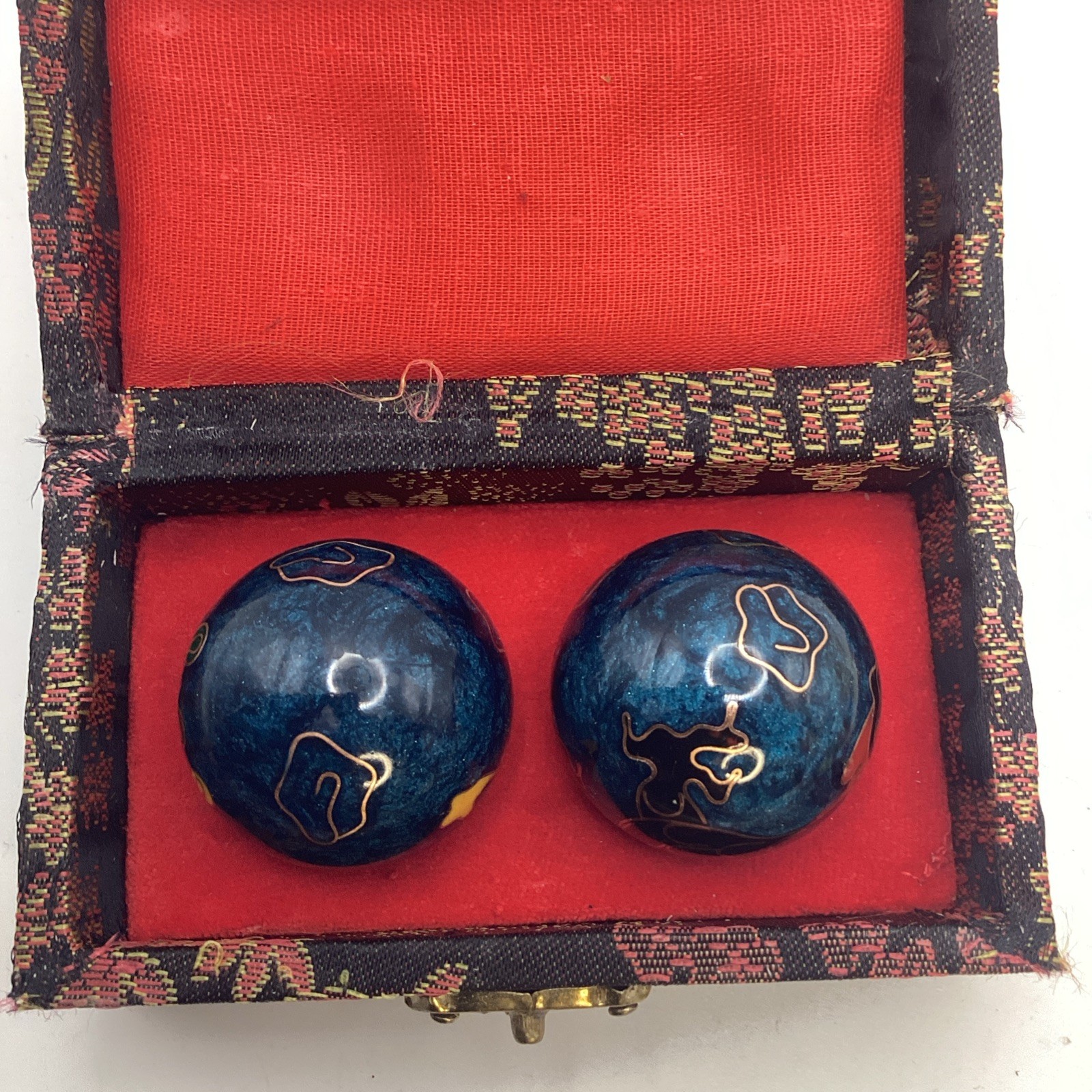 Chinese Harmony Balls Exercise HAND Therapy MEDITATION Metal Chiming DRAGONS Box
