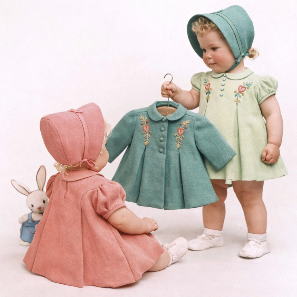 DRESS COAT BONNET Sewing Pattern McCall 1051 Toddler BABY Embroidered FROCK Hat