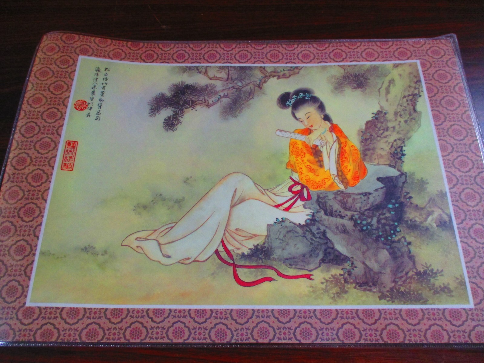 Chinese Traditional Flowers & Birds, 6 Place Mats, Both Sides Shown, NIB