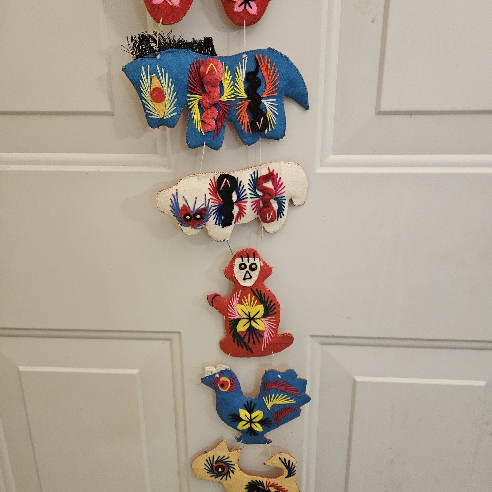 Chinese Zodiac Folk Art Garland Chinese Animals Embroidered Long Colorful