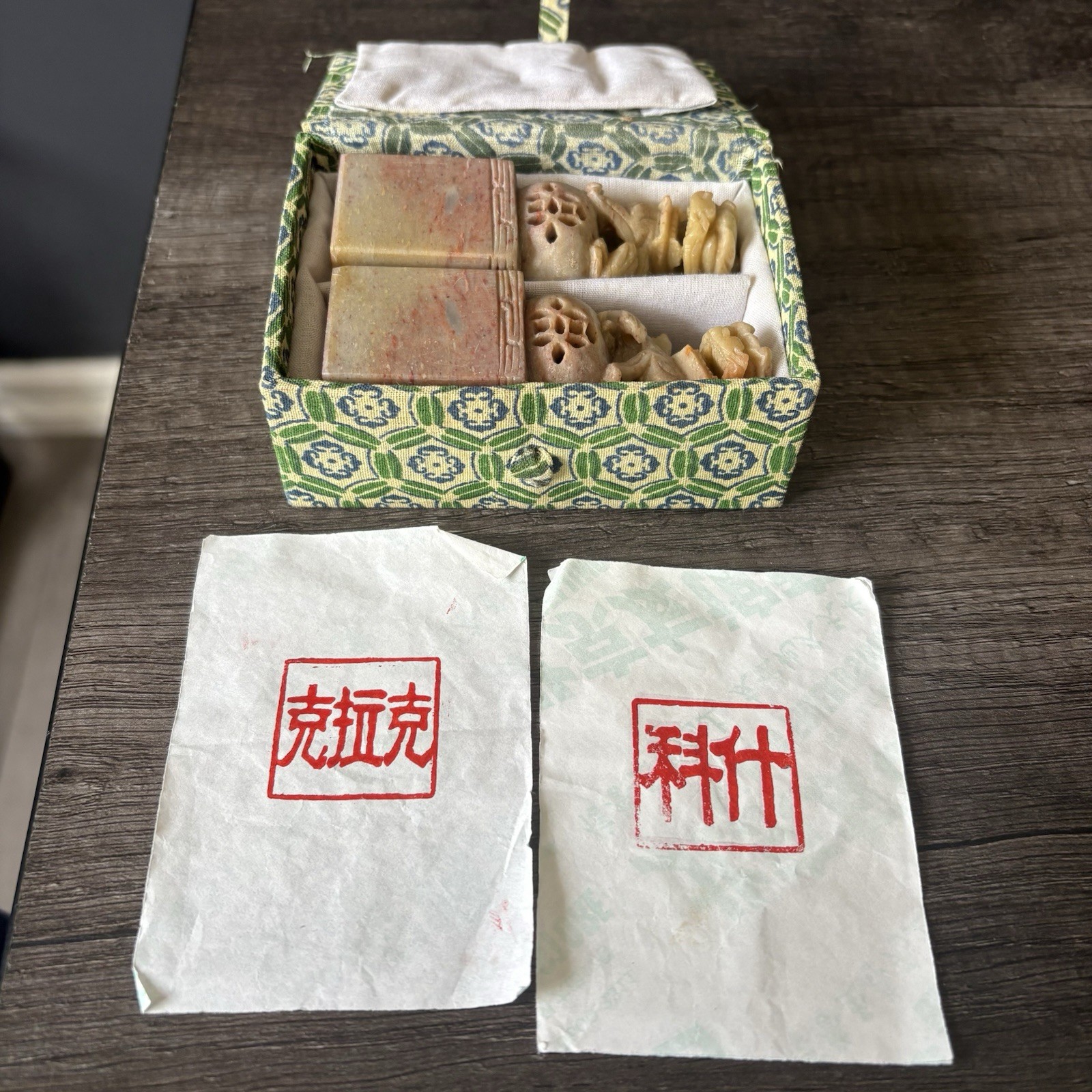 Vintage Chinese Soapstone Foo Dog Seal Stamps (Pair) – Hand Carved Lion Chops
