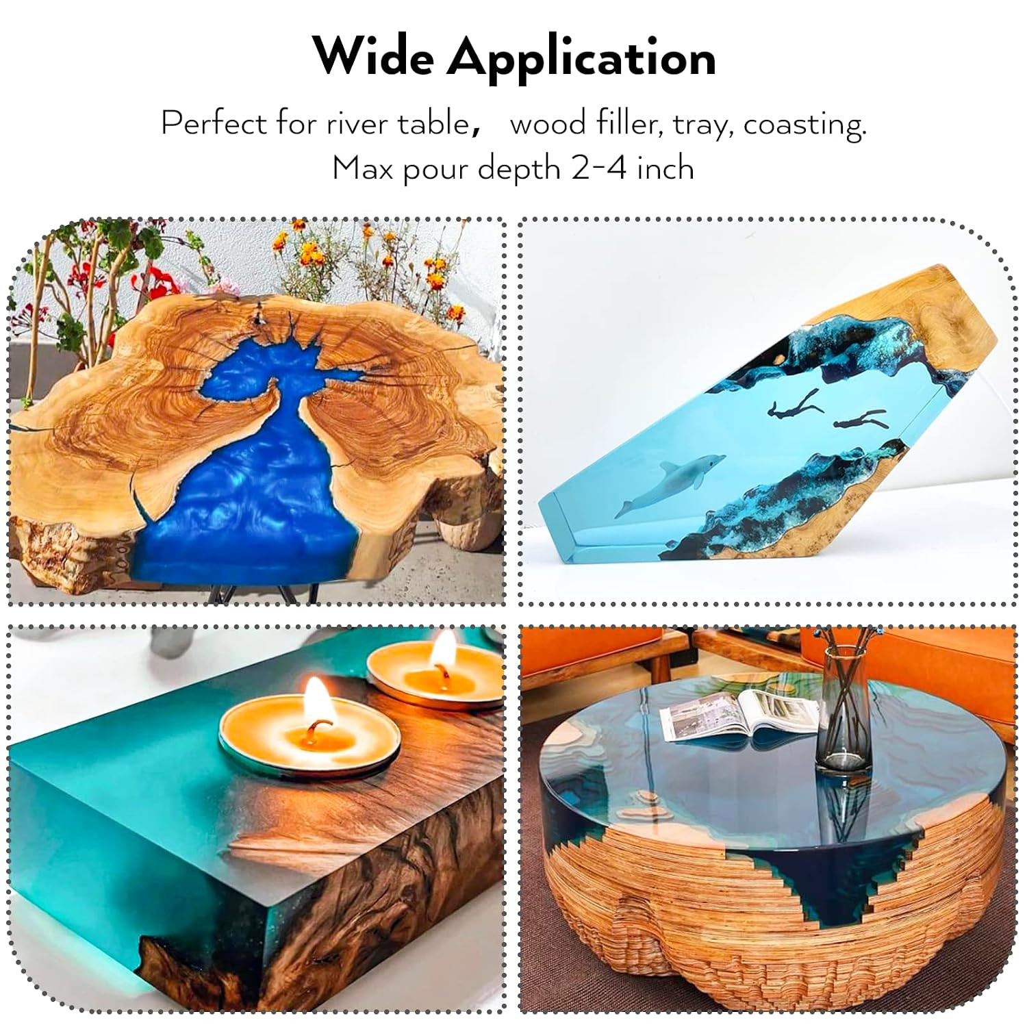 1.5 Gallon Deep Pour Epoxy Resin Kit, 2 to 4 Inch Depth High Gloss & Clear, Bubb