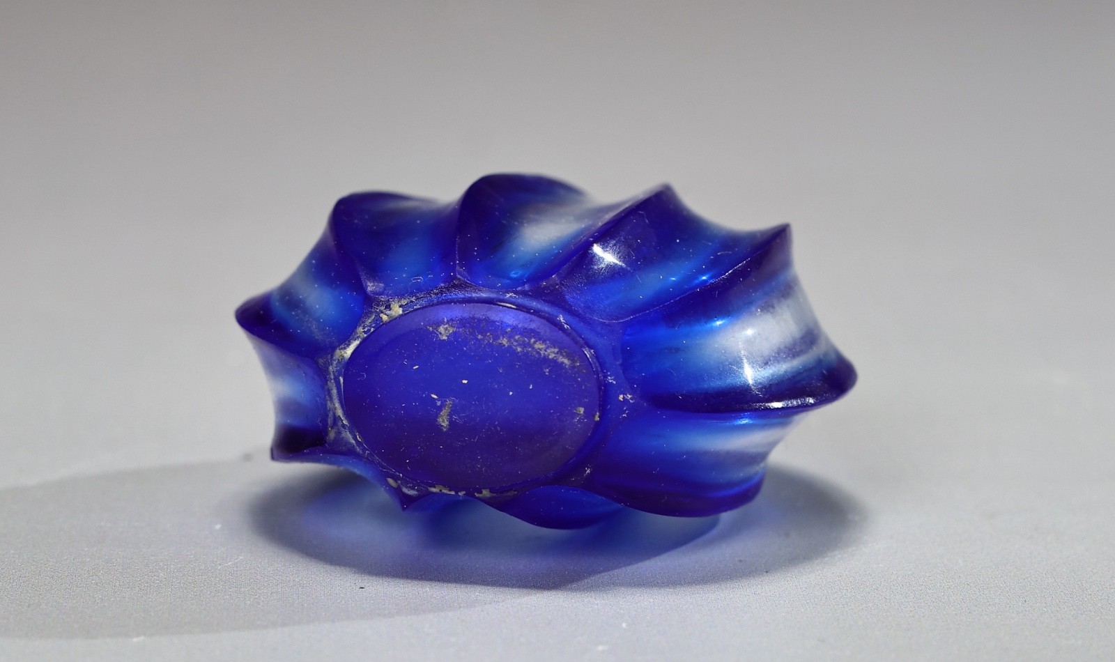 Chinese Lobed Cobalt Blue Glass Snuff Bottle