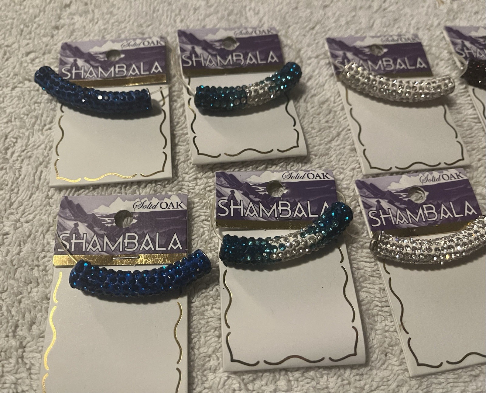 shambala solid oak Tube rhinestone charm 48mm Lot Of 8