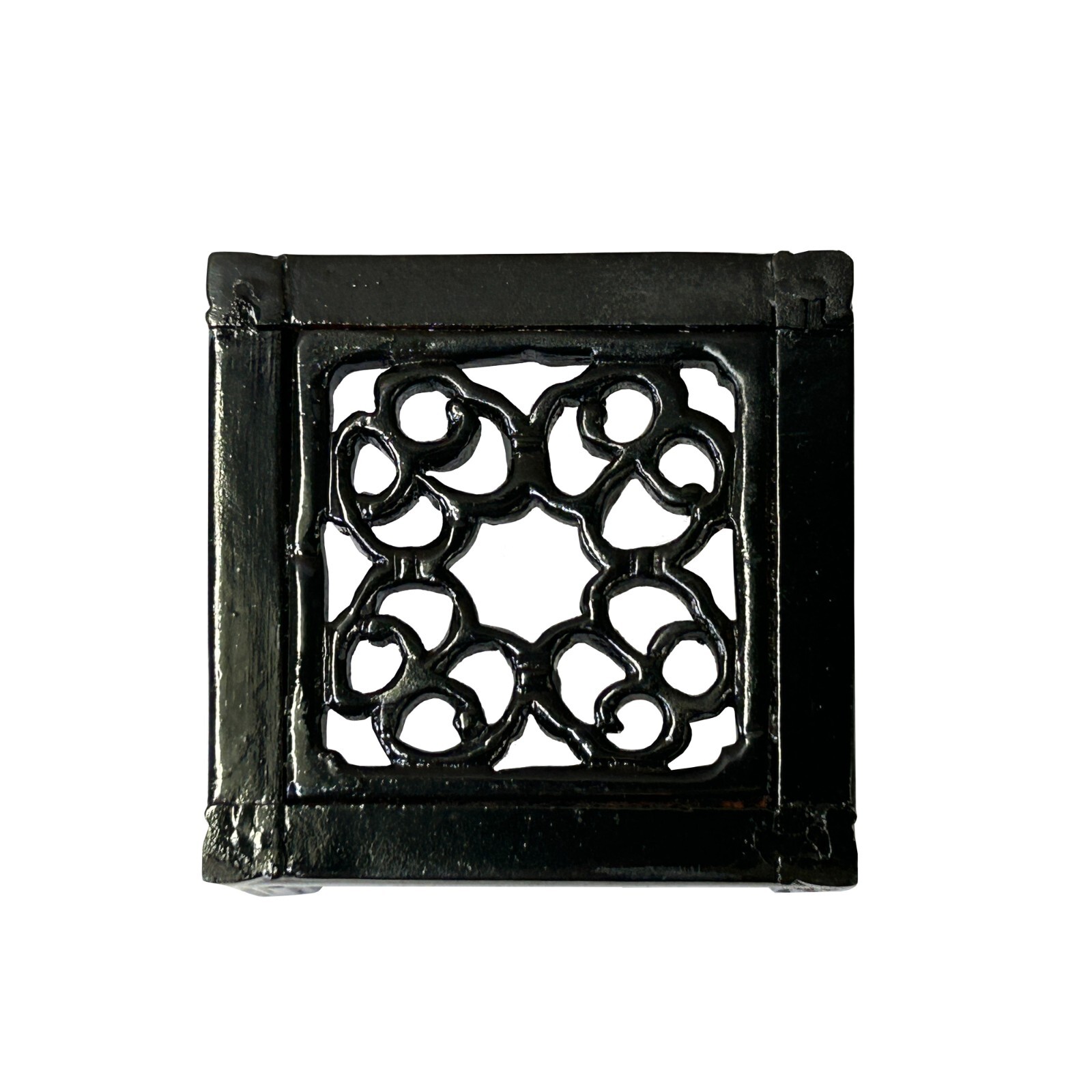 3.25″ Dark Brown Floral Open Pattern Square Wood Stand Riser ws4236
