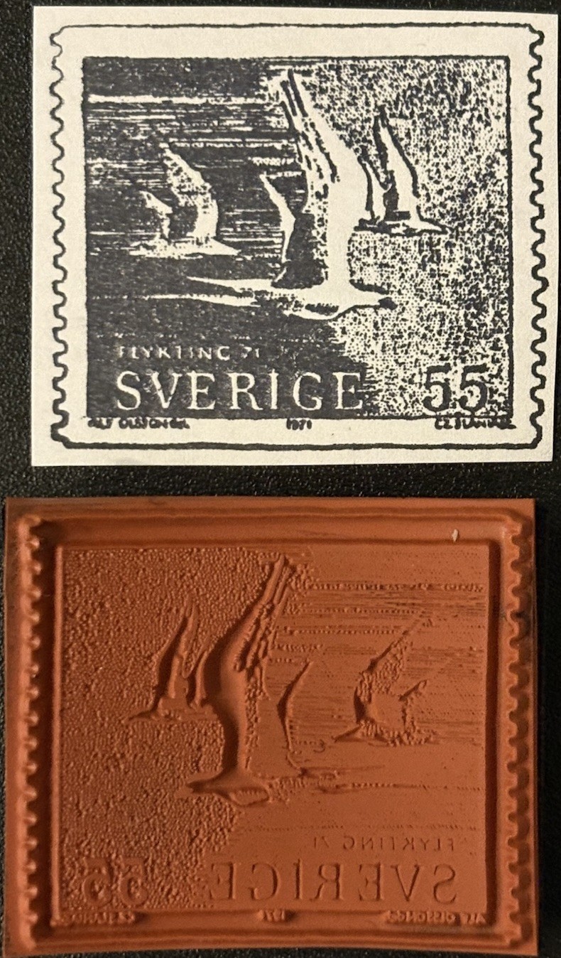 Rubber Stamp UM 1971 Sweden Birds Faux Postage
