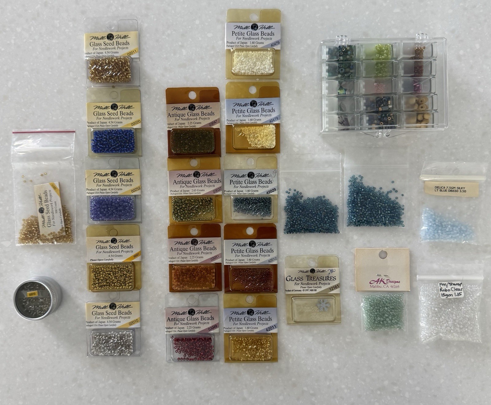 Mill Hill Embroidery Bead Lot w/ Organizer Case – Glass Seed, Antique, Petite