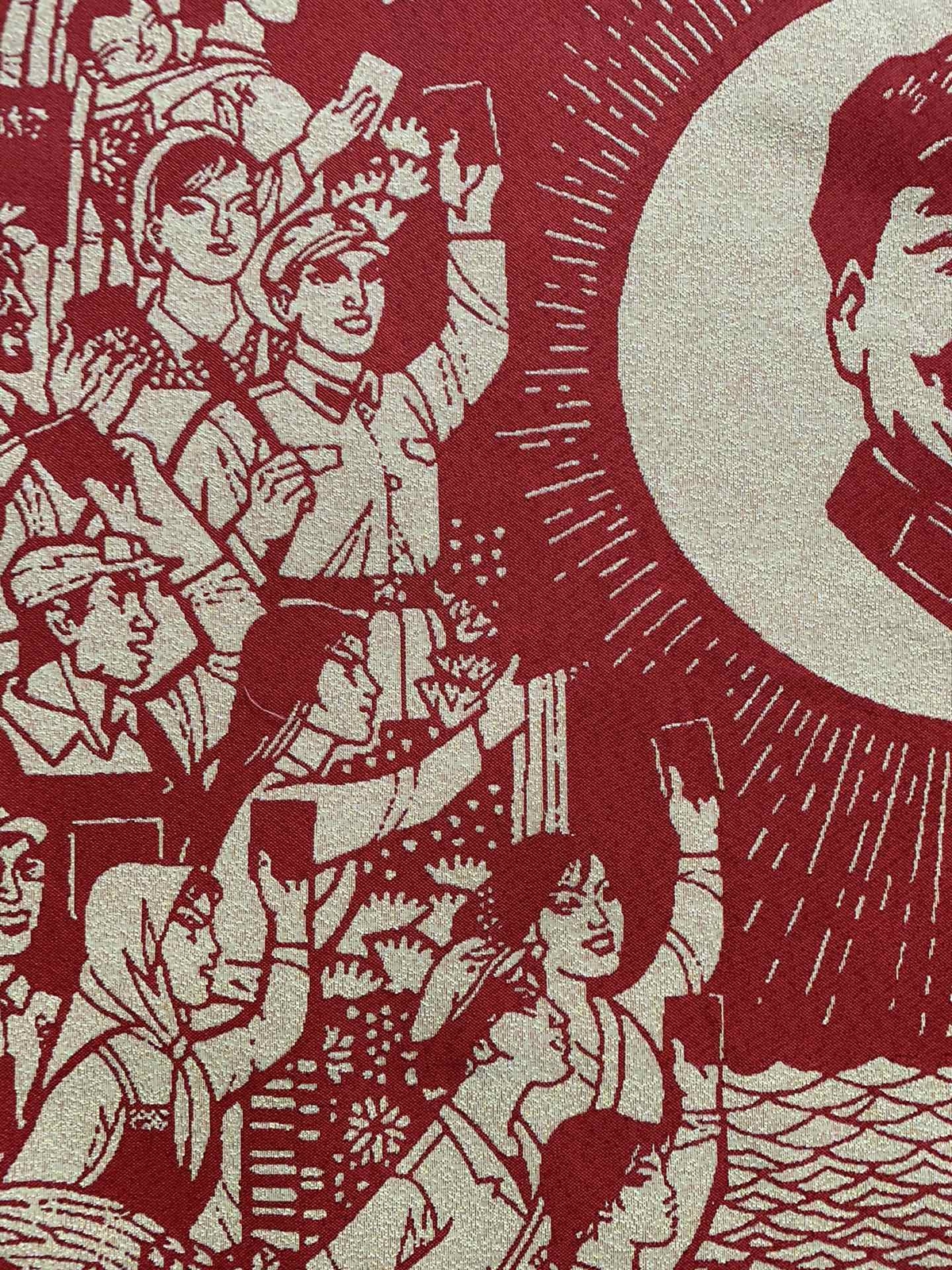 36″ China Red Culture Cloth Silk Mao Zedong Thought Mural Home Decor Painting 7