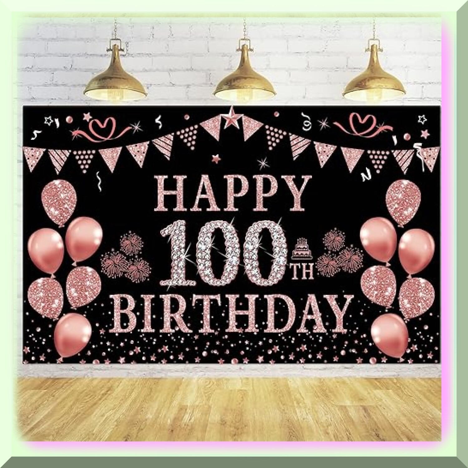 100th Birthday Celebration Backdrop 5.9×3.6 Feet