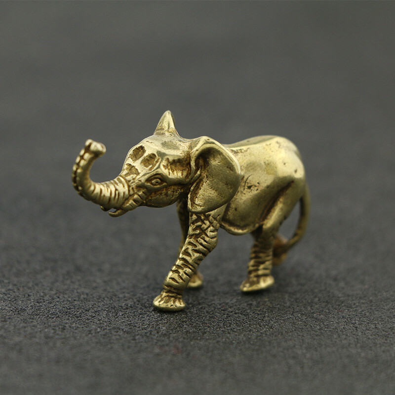Antique Solid Pure Copper Mini Elephant Ornaments Tea Pet Desktop Ornaments Coll