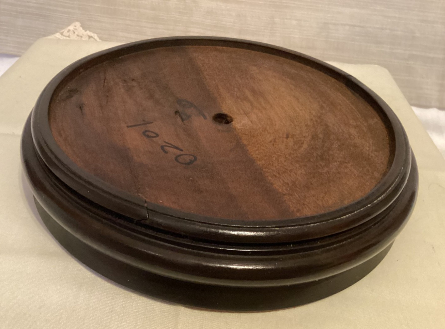 VTG Rosewood Lacquered Pedestal Solid Wood Round Base Display Stand Vase Lamp 7″