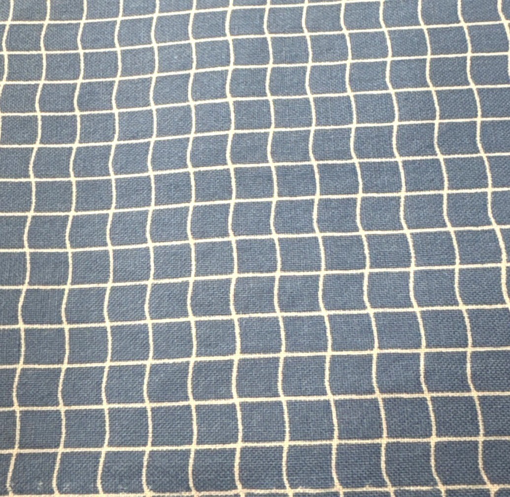 Blue & White Grid Cotton Fabric 20×18″ Crafting Sewing Quilting Material