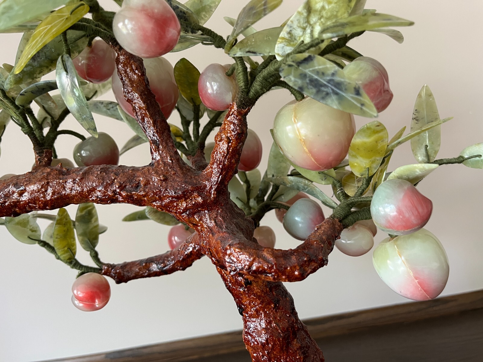 Chinese Carved jade Gemstone Peach Tree ,BonsaiTree 1970-1980