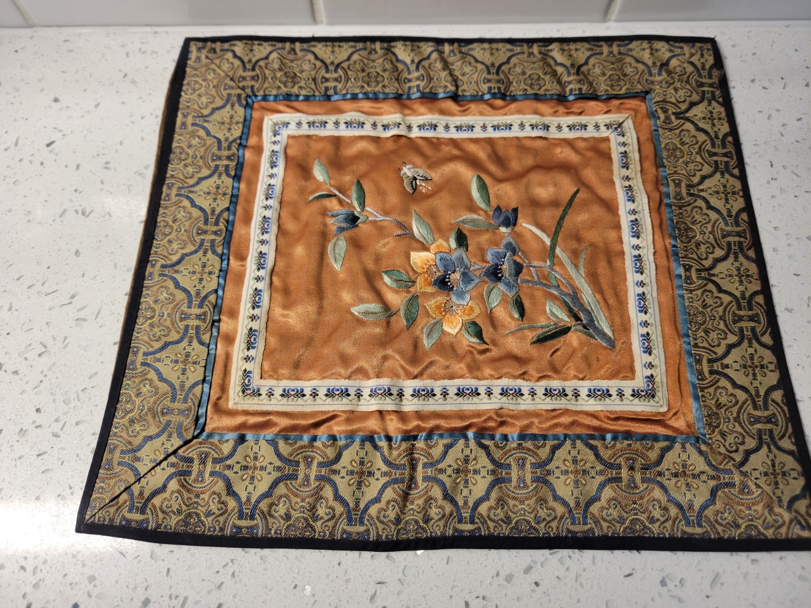 2 vintage Dun Huang Beijing silk embroidered tapestry panels with…