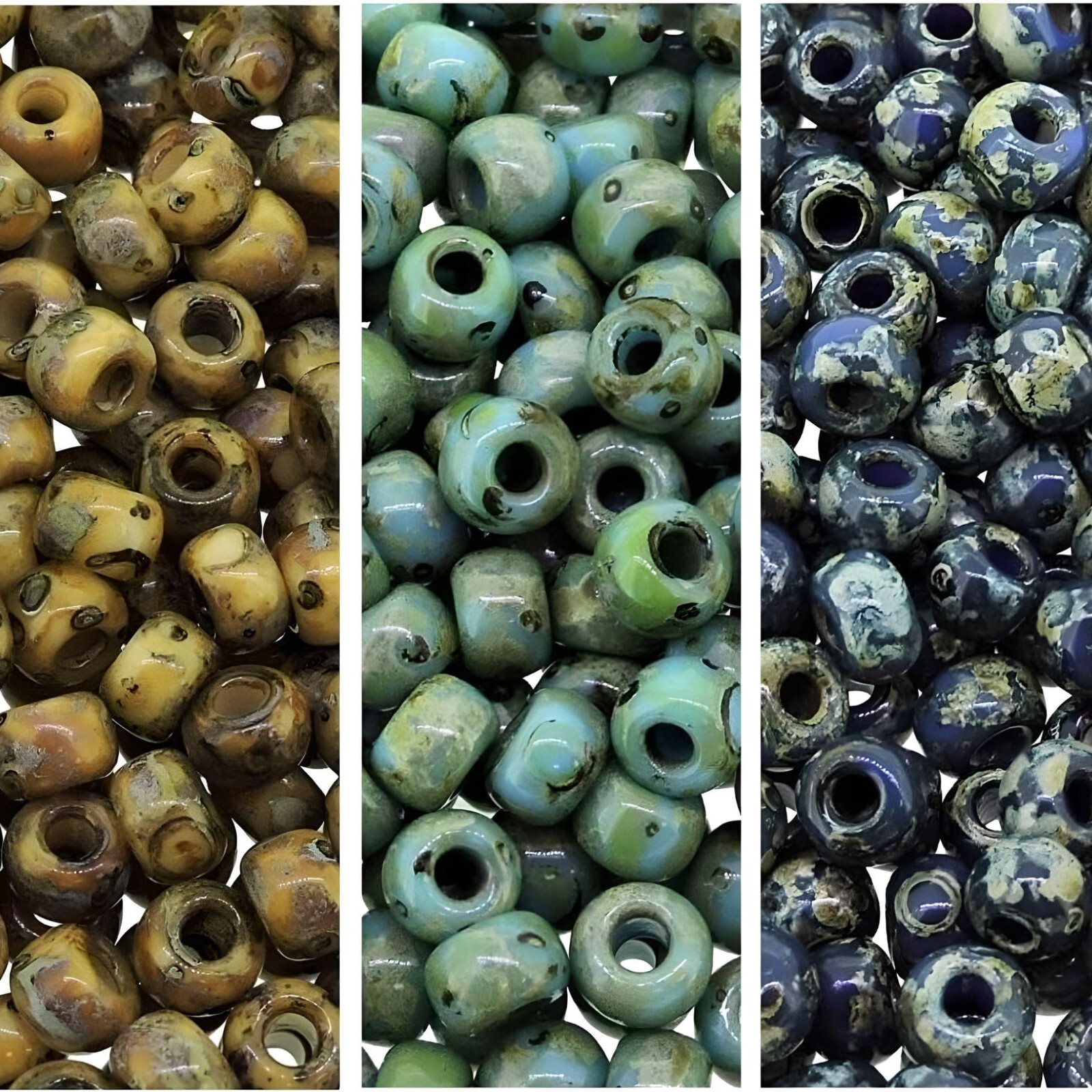 Set of 3 Colors, 60GM – Miyuki Round Seed Beads, Size 6/0, Picasso Collection