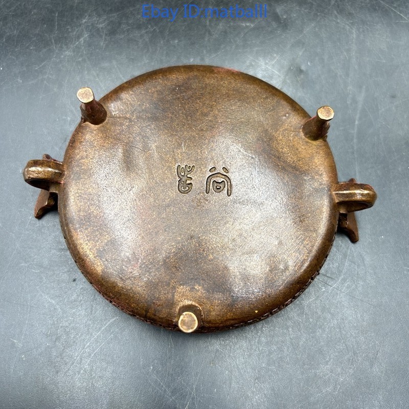 Retro Double Dragon Ear Ink Tray – Round Alloy Copper Calligraphy Tool