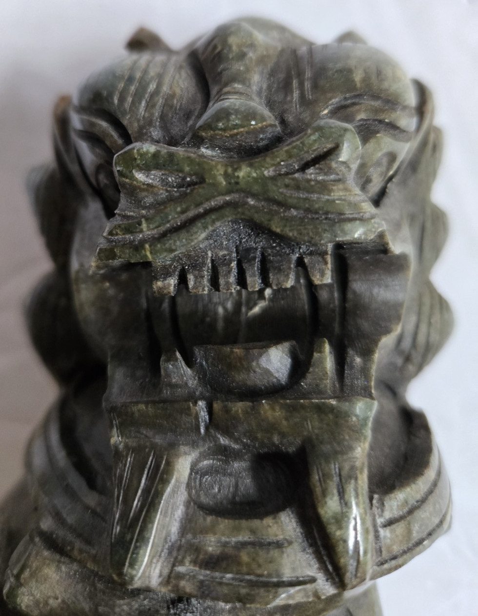 Vintage Hand Carved Jade Foo Dog Foo Lion Sculpture Feng Shui Lucky Protection