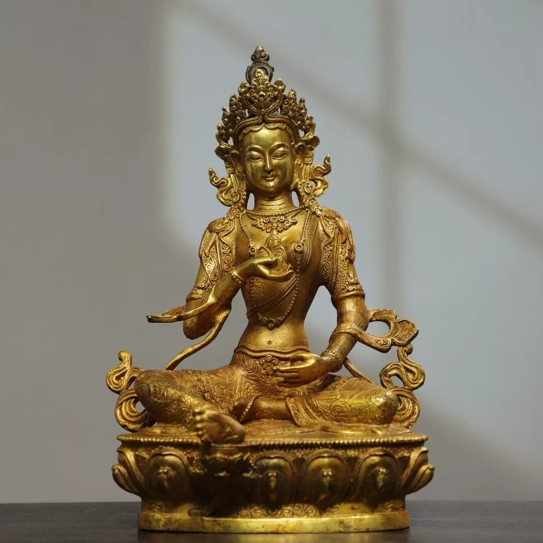 Fengshui copper Bronze Gilded Gold [One of the Twenty One Tara] Buddha Statue