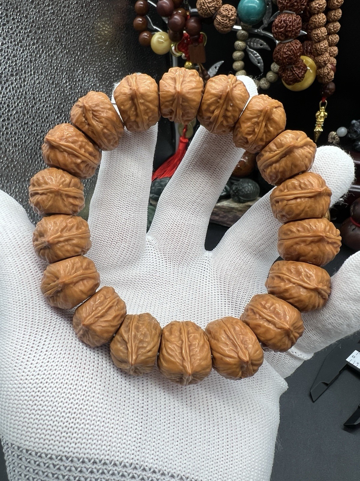 19×25mm Chinese Small Walnut Bracelet Collection纯野生小秋子侧切霸气大手牌手串