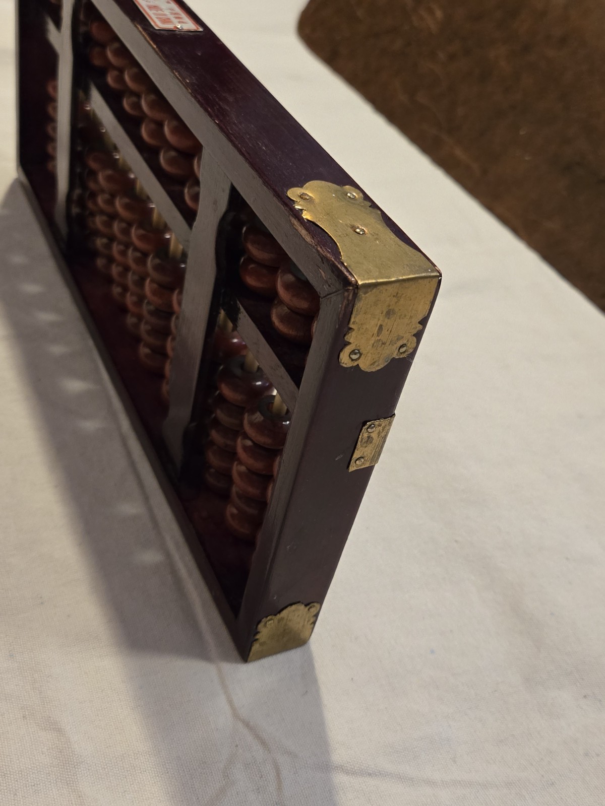 Cherry Color Wood Brass Abacus Diamond Brand Chinese Adornment