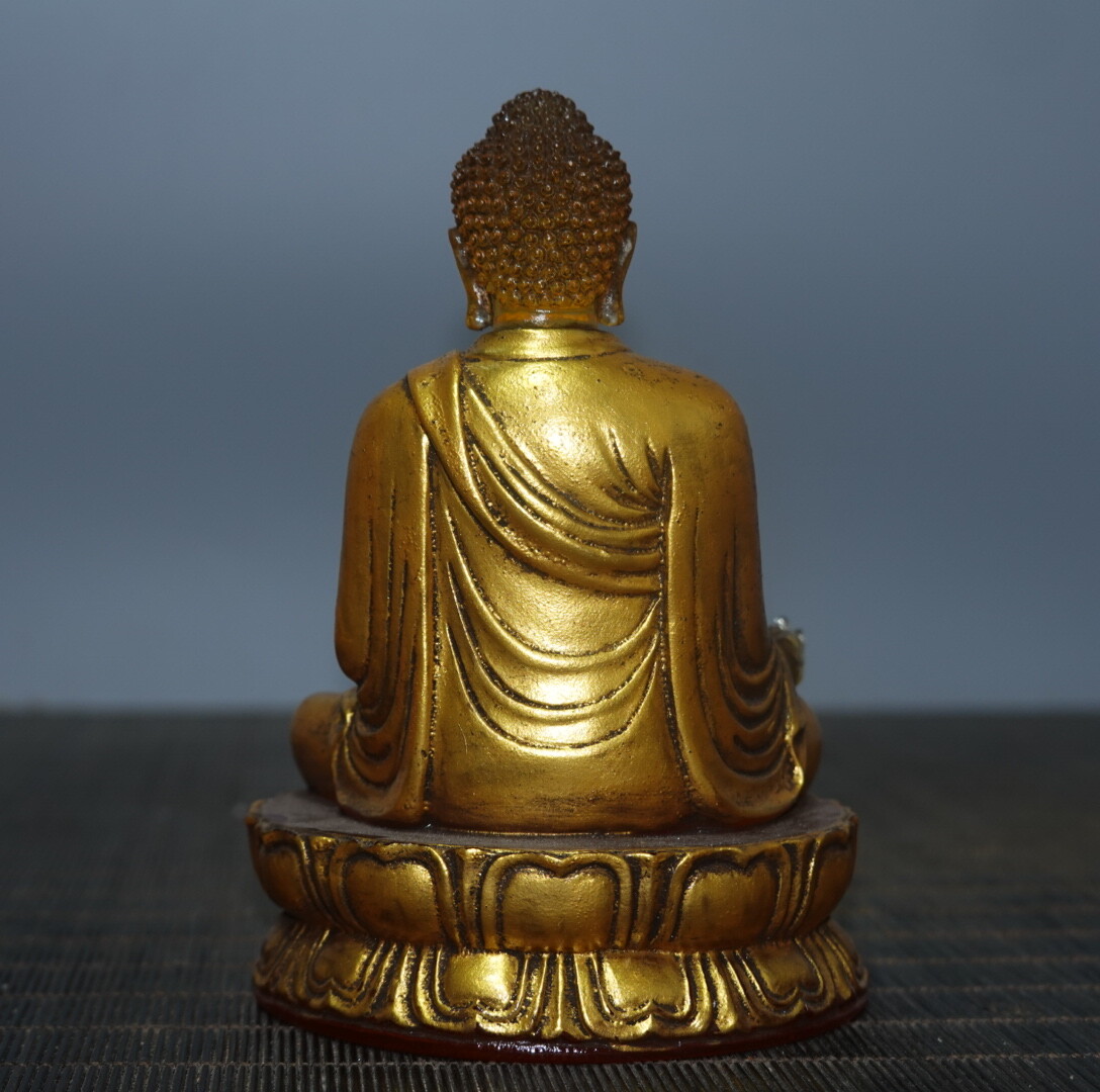 4.7″ Chinese Coloured Glaze Paintings Gild Buddhism Medicine Buddha Sit Statue