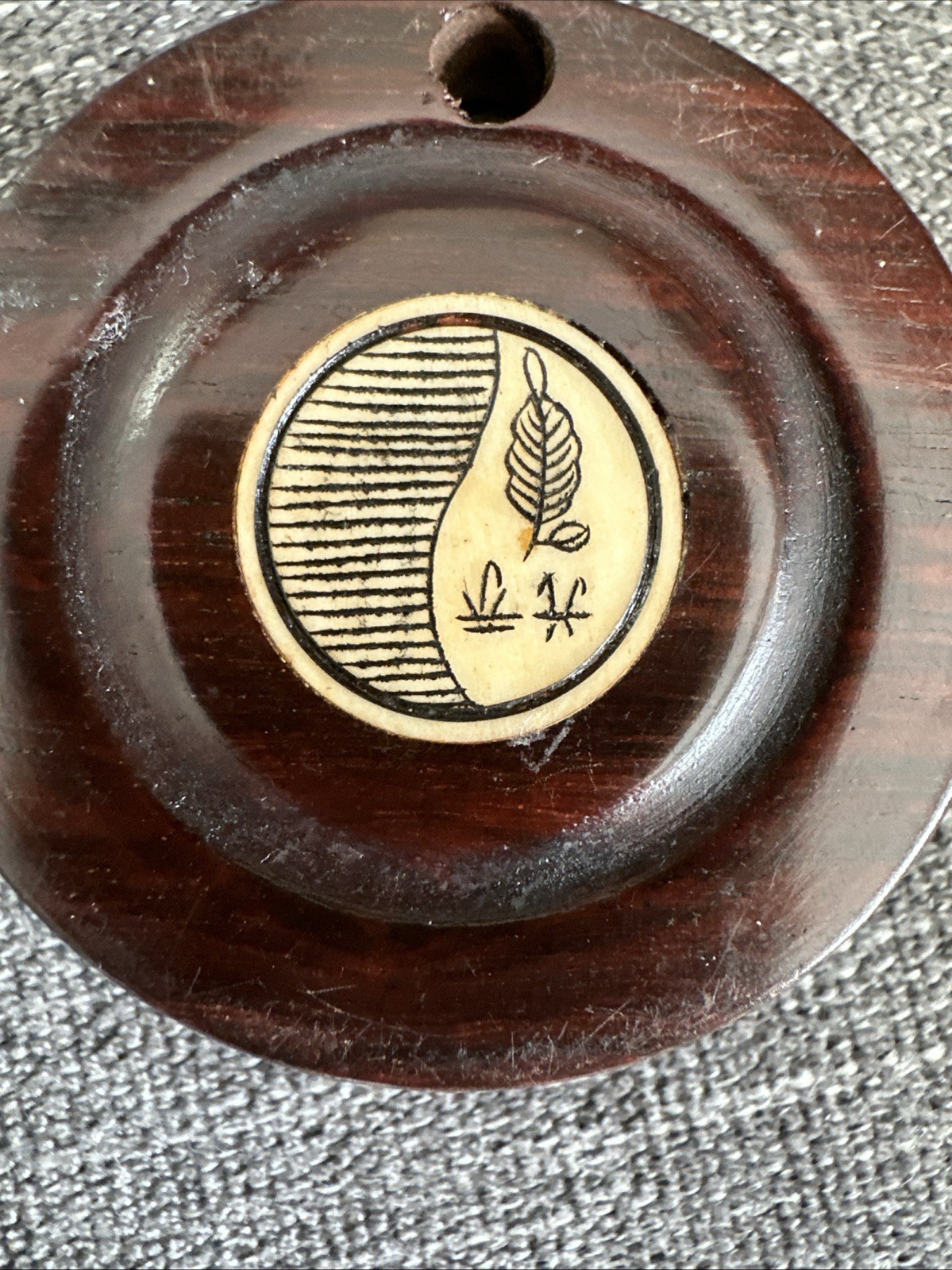 Chinese Zodiac Compass Wood Circle Inlaid Symbols Feng Shui Luo Pan Swivel Lid