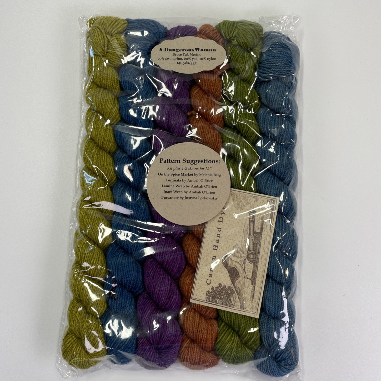 Canon Hand Dyed Yarn Set (6) Bruce Yak Merino Blend Fingering A DANGEROUS WOMAN