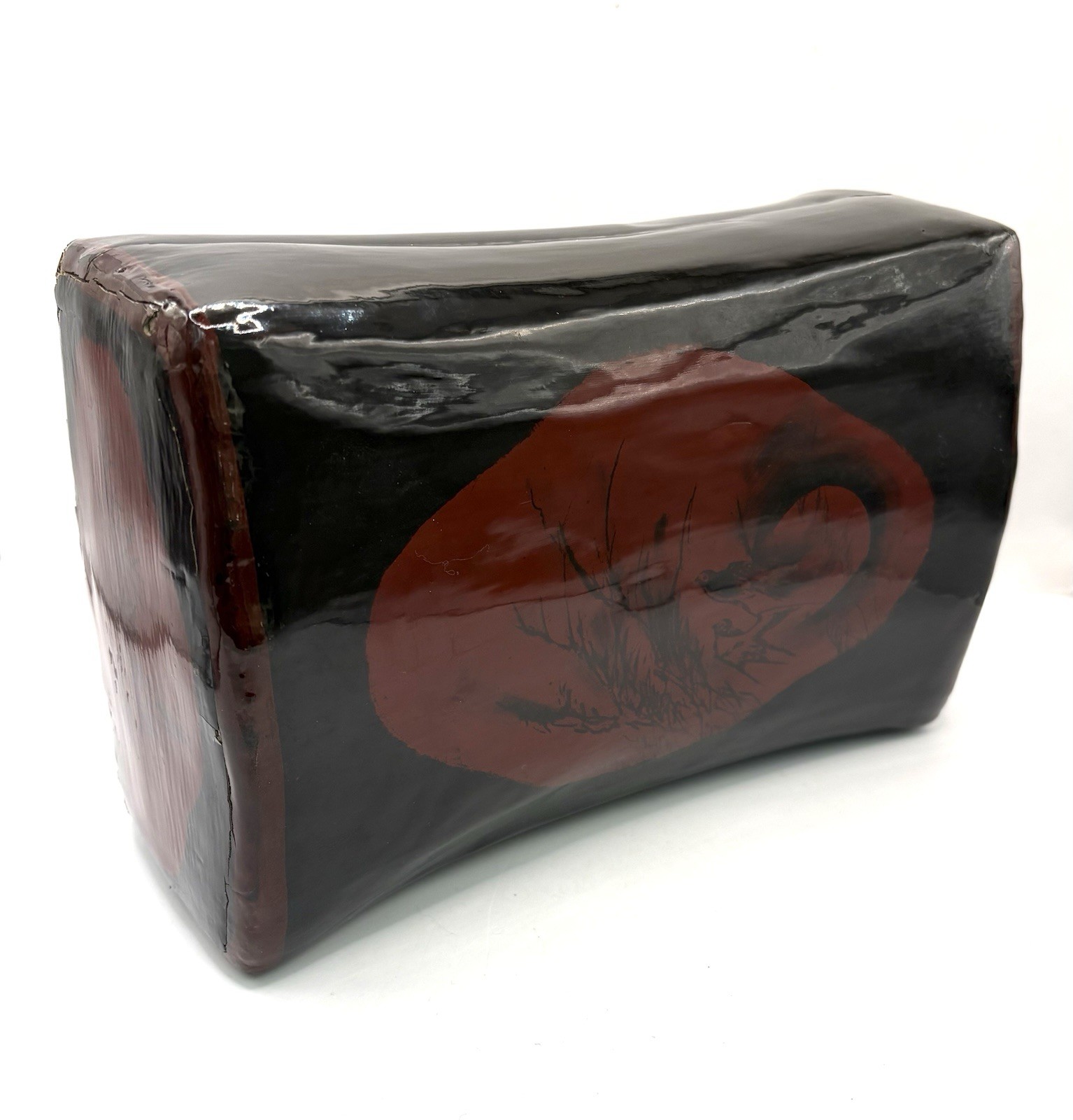 Vintage Chinese Lacquered Opium Pillow